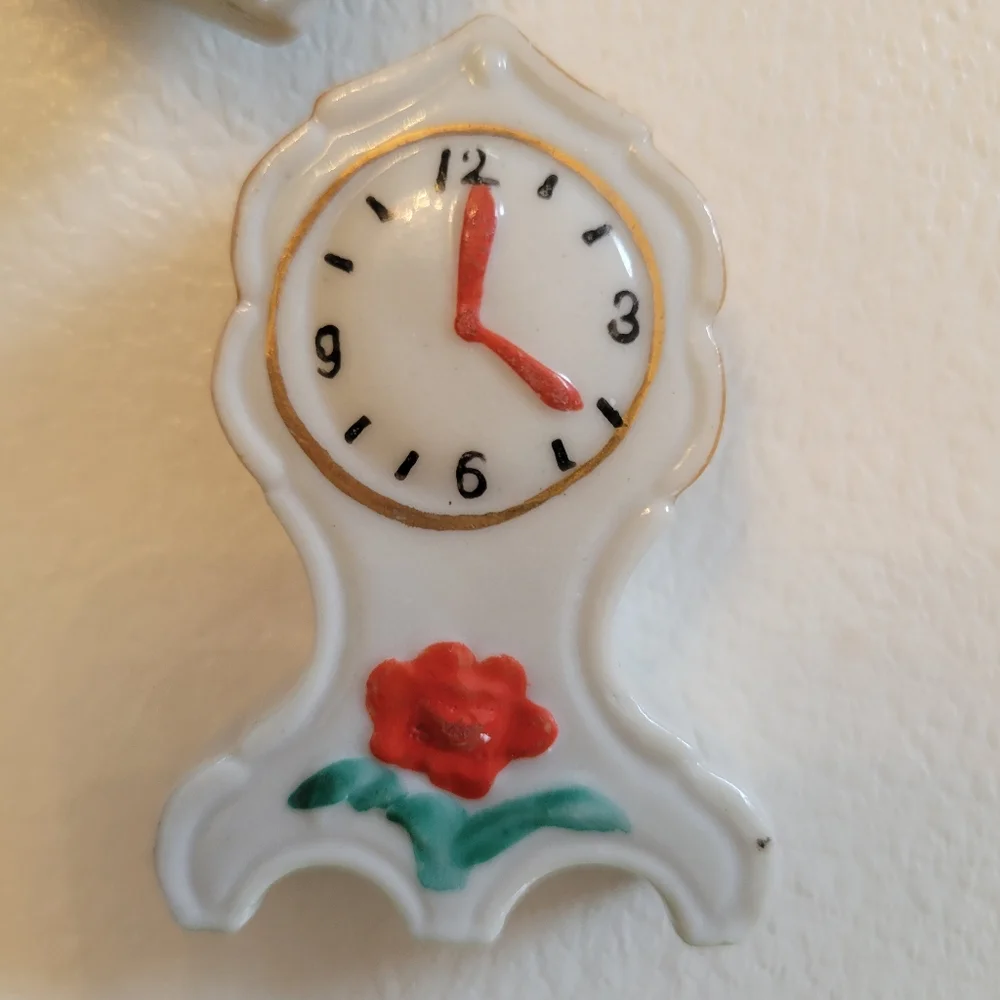 Vintage Girl & Clock Figurine Knick Knack Items ~ MCM ~ Japan ~ FINAL PRICE!!!